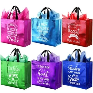 24 Pieces Teacher Appreciation Gift Bags Reusable End of Year Teacher Gift Ba... - Picture 1 of 7