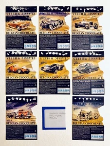 Vintage 2011 Starbrook Airlines CLASSIC CARS Candy Bar Wrapper 8Lot BELGIUM k9 - Picture 1 of 3