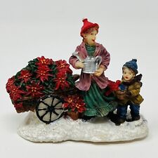 Vintage Xmas Holiday Figurine Village Mother and Child w/ Flower Wagon Rite Aid