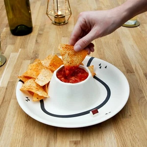 Volcano Salsa & Tortilla Chips Dipping Bowl - Picture 1 of 6