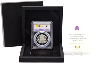 Coin Fine Silver Proof 2oz Platinum 2022 £5 QEII PCGS PR70 - Picture 1 of 3