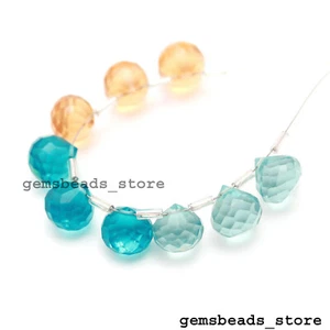 Aquamrine+Honey Citrine+Lond Blue Topaz Hydro Quartz 9-10 MM Gemstone 9 pcs Lot - Picture 1 of 8