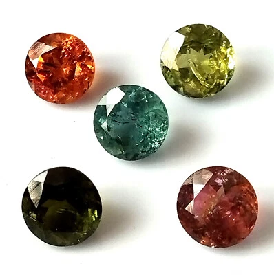 Natural Tourmaline 7X7 mm Round Faceted Multi Color Wholesale Gemstone 5 Pieces - Image 1 of 4