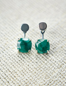 Emerald jacket dangle earrings,silver earing,May birthstone dangle earrings