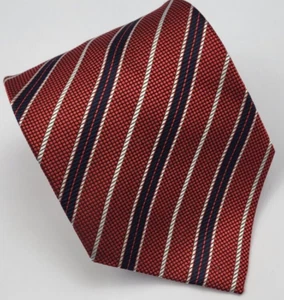 Pierre Cardin Silk Tie Red Blue Gray Stripes Men Necktie 58 x 4 - Picture 1 of 5