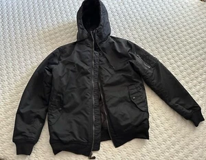 VANS Mens Hooded Bomber Jacket US Size S Black - Picture 1 of 6