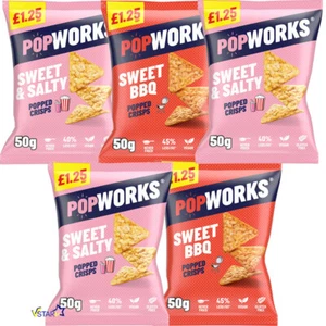 Popworks Sweet & Salty Popped, Sweet BBQ Popped Crisps 50g Perfect Gift - Picture 1 of 4