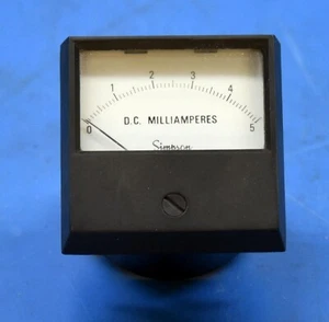 Simpson Century 2-1/2", 0-5 miliamperios CC, medidor de panel, Mod 2122, Cat 17432 - Imagen 1 de 6