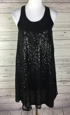 Vestido de mujer Ya Los Angeles negro sin mangas con lentejuelas frontal mezcla de seda forrado talla S Foto 1 de 4