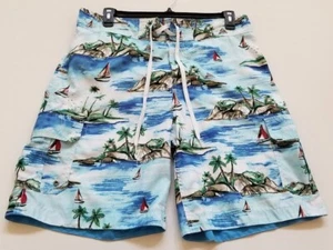 Trajes cortos de tabla de baño Merona para hombre grandes L hawaiano velero bolsillos forrados playa - Imagen 1 de 12