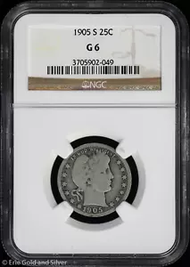 1905-S 25c Barber Quarter NGC G 6 | Good 06 - Picture 1 of 4
