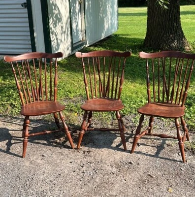 Silla Windsor Heywood Wakefield Monticello de principios de 1900 - Juego de 3 Foto 1 de 4