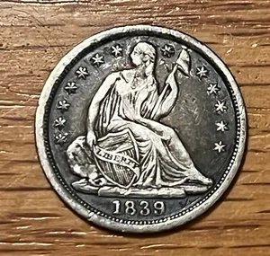1839 ND Seated Liberty Half Dime, en muy buen estado / XF, mejor fecha - Imagen 1 de 6