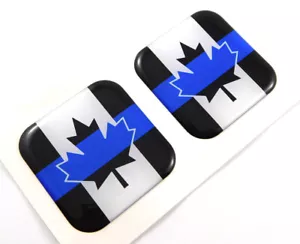 Canada police flag Square Domed Decal Emblem car bike gel stickers 1.5" 2pc. - Foto 1 di 2