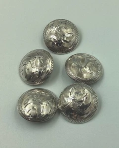Vintage Sterling Silver Buttons Matching Set of 5 Marked Diablo Sterling - MINT - Picture 1 of 6