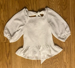 Cato Women Size Small White 3/4 Bell Sleeve Fitted Sexy Top - Picture 1 of 6
