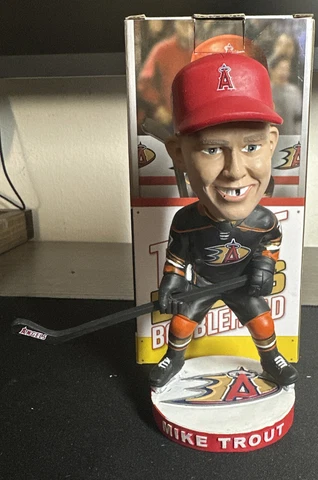 MLB Mike Trout LA Anaheim Angels x Anaheim Ducks NHL Hockey Bobblehead NIB Cover
