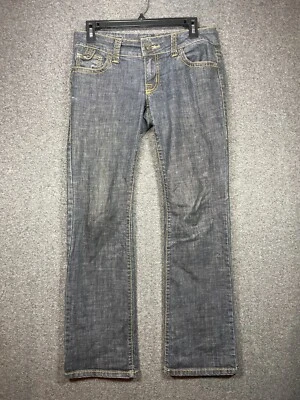 Pantalones de mezclilla para mujer HOT KISS talla 7/28 grises piernas rectas bordados para mujer. Foto 1 de 4