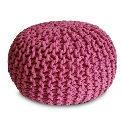 Strickhocker XXL Pouf Ø55 H37cm Bodenkissen Sitzpouf Baumwolle nachhaltig - Bild 1 von 4