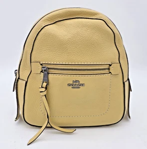 COACH Backpack Black Pebble Leather Daypack Andy Mini Compact Casual Yellow VGC - Picture 1 of 15