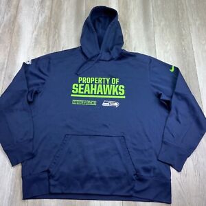 Nike Seattle Seahawks Sweater Mens 2XL Blue Green Hoodie Dri Fit NFL On Field