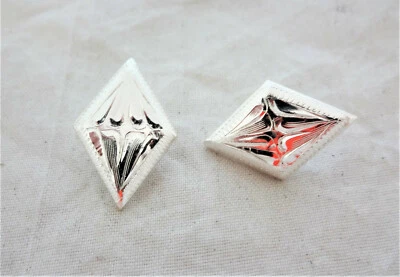  Pair Diamond Conchos Hansen Western Gear Screw Back Silver Plate Horse Tack New - Image 1 of 3