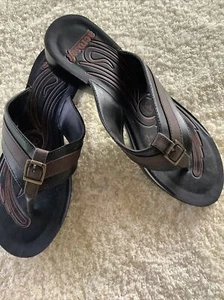 womans aerosoft original comfort wedge heel thong sandals black/brown eur 39 /7 - Picture 1 of 5