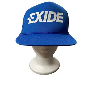 Vintage Exide Batteries Hat Trucker Mesh Snapback Blue NASCAR Racing Auto NWOT - Picture 1 of 9