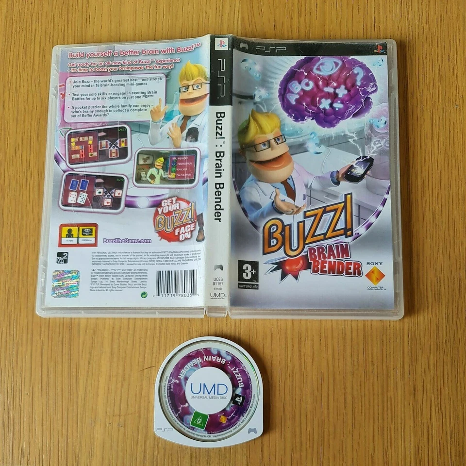 BUZZ!: BRAIN BENDER PLAYSTATION PORTABLE PSP PAL GAME BOXED NO MANUAL FREE P&P  - Image 1 of 1