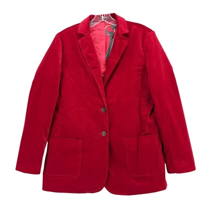 Chaqueta Blazer J. McLAUGHLIN Rojo Terciopelo Aubrey Forro Ecuestre MEDIANA Foto 1 de 4