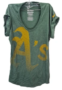 Nike Women Oakland Athletics Boyfriend Tri-Blend Scoop Neck T-Shirt,Green,Small - Picture 1 of 5