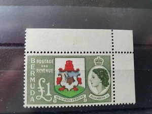 Bermuda 1953 £1 Arms of Bermuda obere rechte Ecke Randbeispiel, postfrisch - Bild 1 von 1