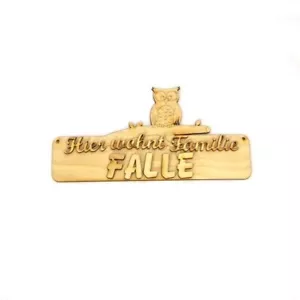 Türschild Namensschild Eule Geschenk 23,5cm lang mit Wunschnamen - Bild 1 von 3
