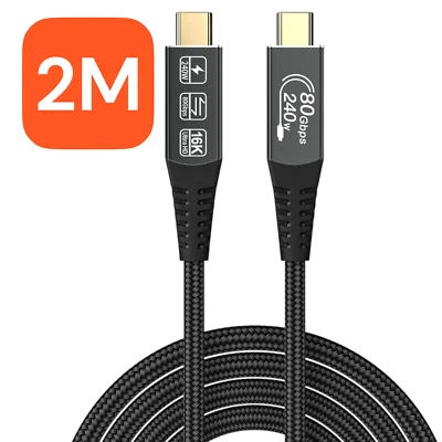 USB C TO Type C Thunderbolt 5 Cable 2m 240w 80Gbps Data 16K 8K@60Hz For Macbook - Image 1 of 4
