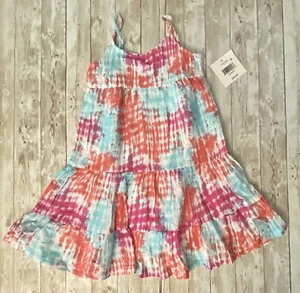Sleeveless Sun Dress Size 4/5 XS Pink Blue White Lined Adjustable Straps NWT - Picture 1 of 3