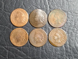 Sechs Key Date Indian Head Pennies, 1865, 1866, 1868, 1871, 1872 & 1873 - Bild 1 von 2