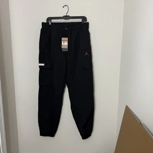 $92 Mens Size L Nike Air Jordan Flight MVP Black Woven Cargo Pants FN4609-010 - Picture 1 of 24
