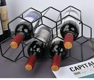 Countertop Wine Rack Freestanding, Small Metal Honeycomb Wine Holder Stand, B... - Picture 1 of 6