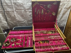 Princess Jewelry Bangkok Thailand 145+ Piece Brass Serving Silverware & More Set - Picture 1 of 17