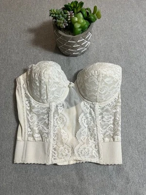 Corsé Vintage Bestform 34 Cierre Trasero Gancho y Ojo Diseño Encaje Marfil  Foto 1 de 4