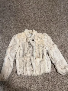 BB Dakota Women’s Rabbit Fur Coat Jacket White/Beige Color Size Medium - Picture 1 of 6