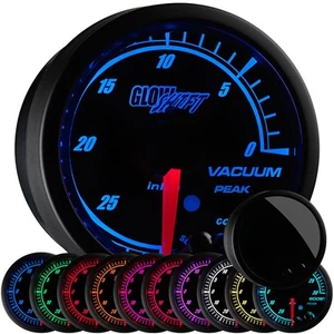 52mm GlowShift Black Elite 10 Color LED Electronic Vacuum Gauge - Picture 1 of 5