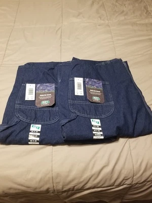 Key Demin Bib Overalls Zip Fly Blue 48x29 Nwt x2 - Image 1 of 4