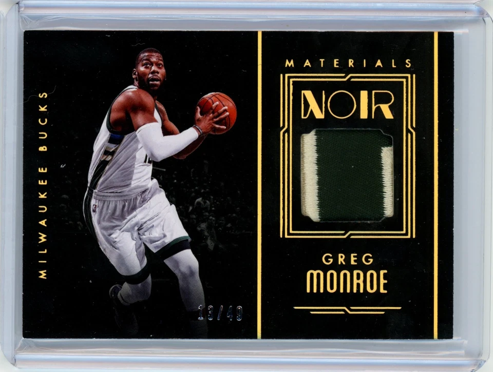 Parche Greg Monroe 2016-17 Panini Noir Materials Color Prime/49 Bucks Foto 1 de 1
