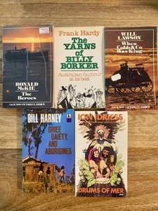 5 x Australian vintage novel movie paperbacks Cobb & Co Aborigine Mer Borker - Picture 1 of 14
