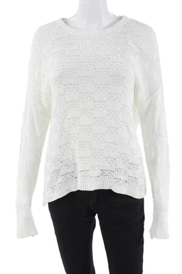 Eileen Fisher 女式套衫毛衣白色圆领有机亚麻 S 码 — 第 1/4 张图片