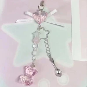 Bear Bowknot Bowknot Phone Chain Acrylic Sweet Keychain Bag Ornament - Photo 1 sur 11