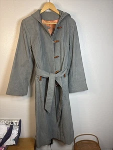Damen Small/Medium Vintage Betty Rose grau Kapuze Trenchcoat mit Gürtel - Bild 1 von 12
