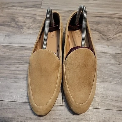 J.Jill 鞋女式 7 麂皮绒乐福鞋棕色一脚蹬休闲工作服 — 第 1/4 张图片