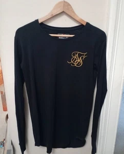Men's Black & Gold SikSilk Long Sleeved Tshirt - XSmall - Picture 1 of 6